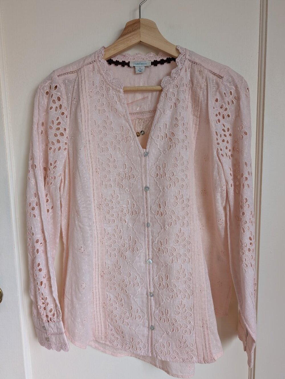 NWT Sundance Eyelet Blouse in Blush Pink